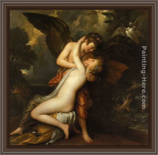 Framed Benjamin West cupid and psyche painting