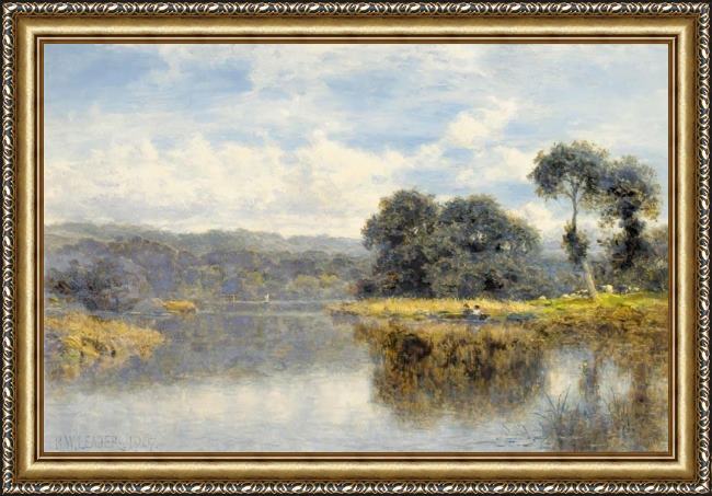 Framed Benjamin Williams Leader a fine day on the thames painting