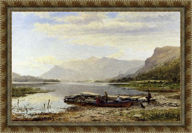 Framed Benjamin Williams Leader derwentwater from ladore morning with skiddaw in the distance painting