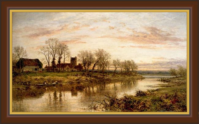 Framed Benjamin Williams Leader evening on the thames at wargrave painting