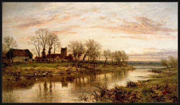 Framed Benjamin Williams Leader evening on the thames at wargrave painting