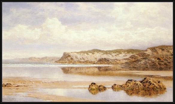Framed Benjamin Williams Leader the incoming tide porth newquay painting