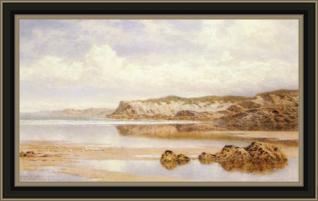 Framed Benjamin Williams Leader the incoming tide porth newquay painting