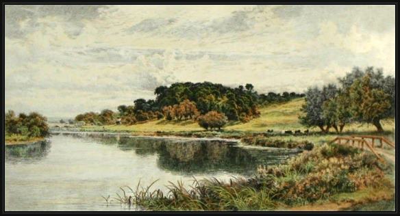 Framed Benjamin Williams Leader wooded banks of the thames painting