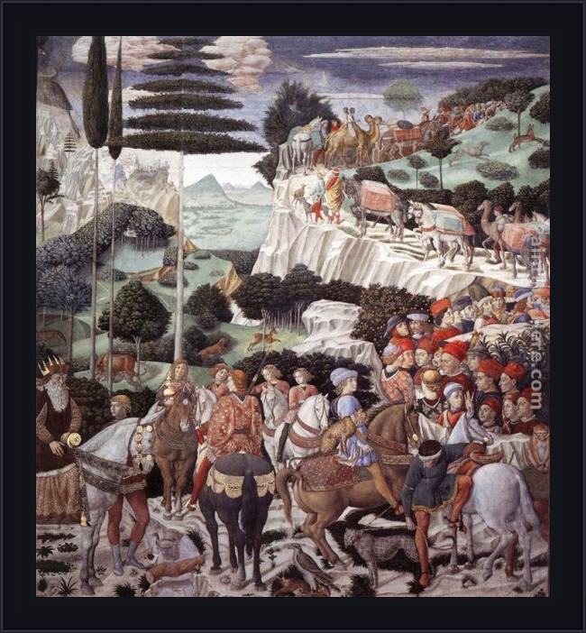 Framed Benozzo di Lese di Sandro Gozzoli procession of the oldest king (west wall) painting