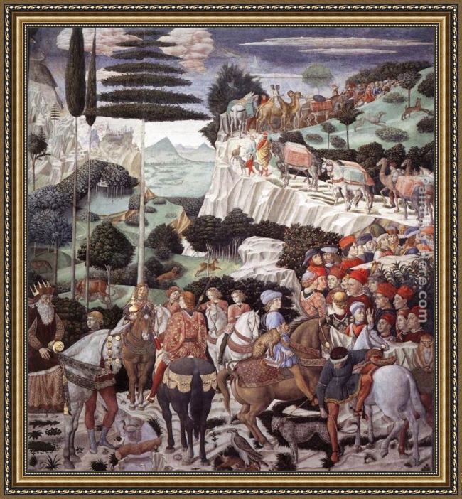 Framed Benozzo di Lese di Sandro Gozzoli procession of the oldest king (west wall) painting
