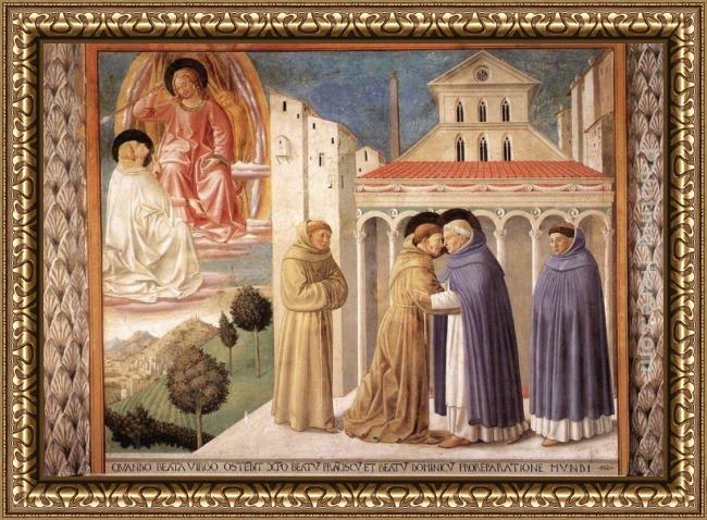Framed Benozzo di Lese di Sandro Gozzoli scenes from the life of st francis (scene 4, south wall) painting