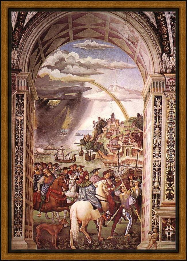 Framed Bernardino Pinturicchio aeneas piccolomini leaves for the council of basle painting