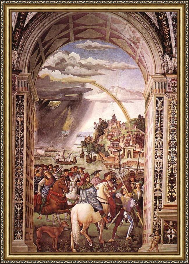 Framed Bernardino Pinturicchio aeneas piccolomini leaves for the council of basle painting