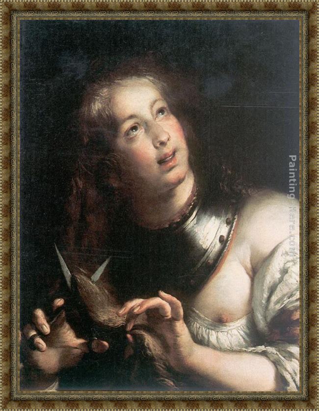 Framed Bernardo Strozzi berenice painting