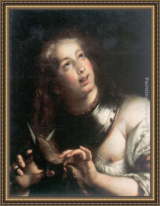 Framed Bernardo Strozzi berenice painting