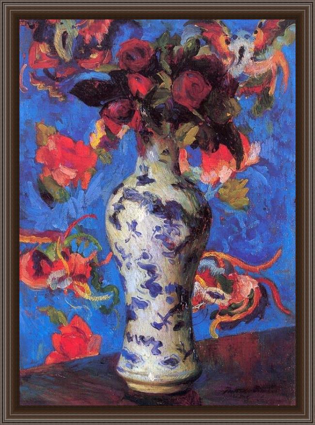 Framed Bernhard Gutmann vase painting