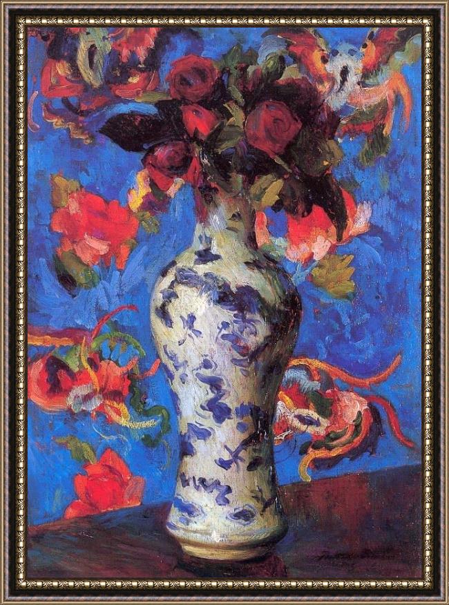 Framed Bernhard Gutmann vase painting