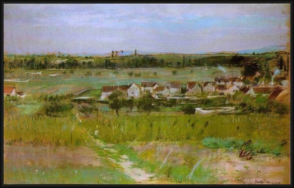 Framed Berthe Morisot le village de maurecourt painting