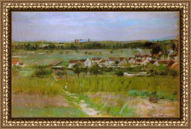 Framed Berthe Morisot le village de maurecourt painting