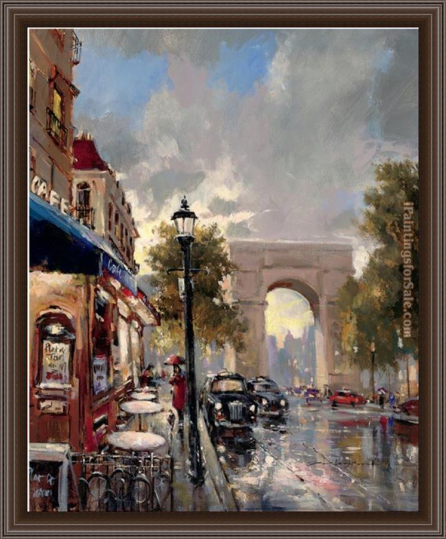 Framed Brent Heighton arc de triomphe avenue painting