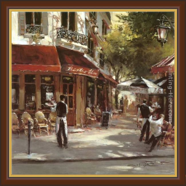 Framed Brent Heighton bistro waiters painting
