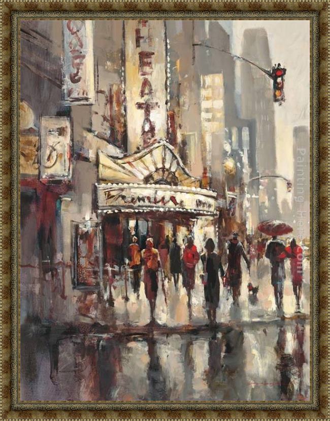 Framed Brent Heighton city scene painting