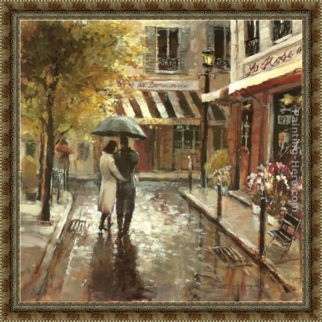 Framed Brent Heighton romantic stroll painting