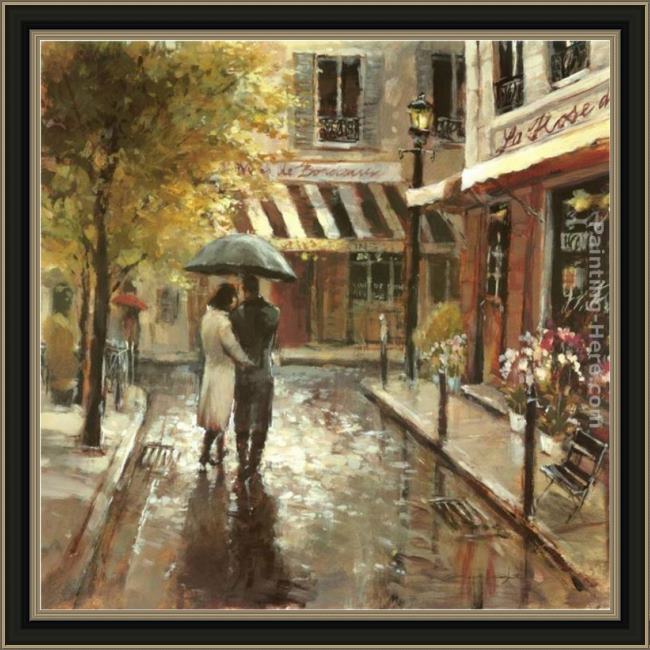 Framed Brent Heighton romantic stroll painting