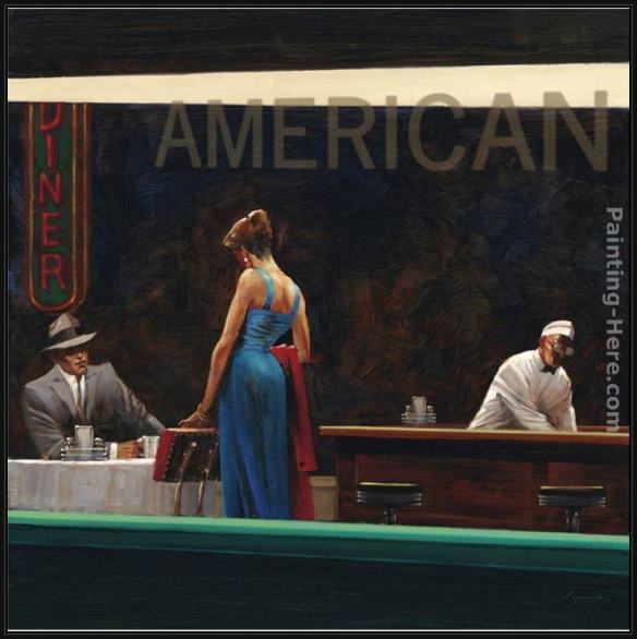 Framed Brent Lynch evening proposition painting