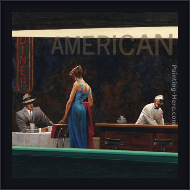 Framed Brent Lynch evening proposition painting