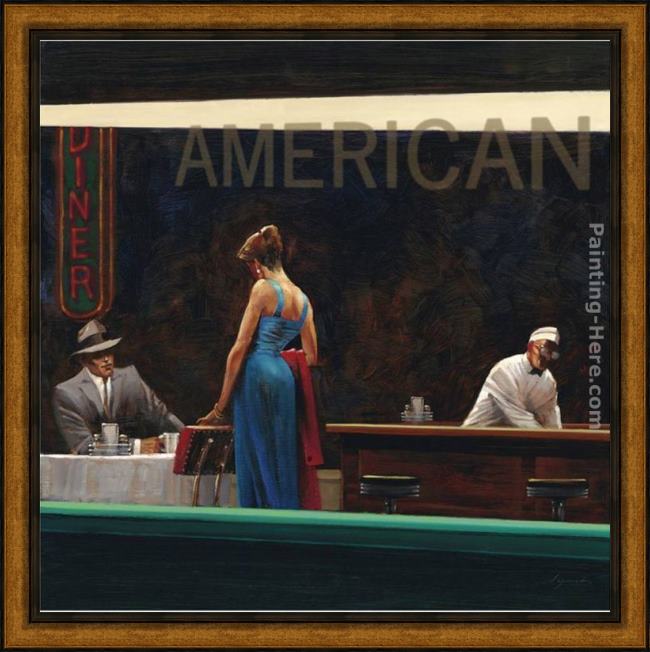 Framed Brent Lynch evening proposition painting