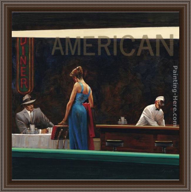 Framed Brent Lynch evening proposition painting