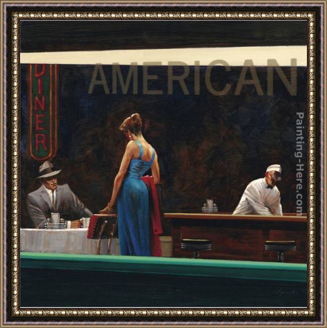 Framed Brent Lynch evening proposition painting
