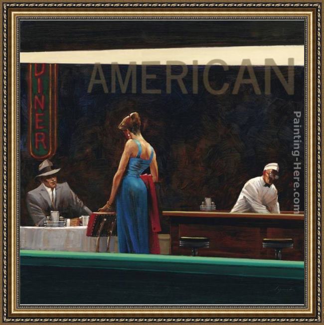 Framed Brent Lynch evening proposition painting