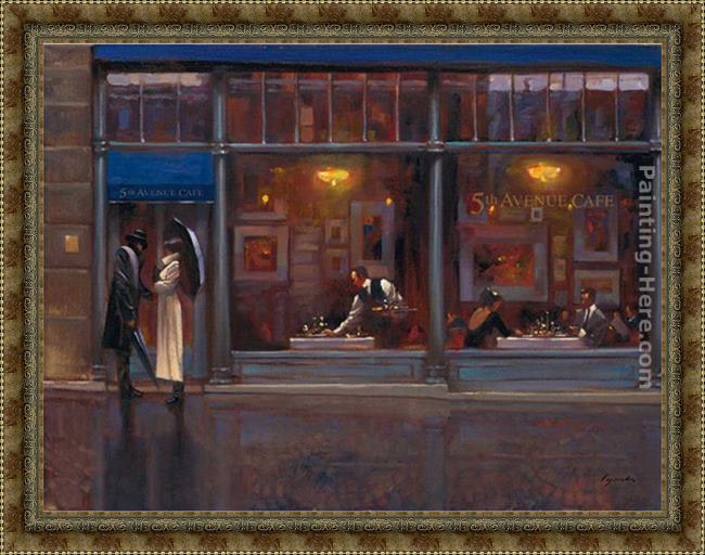 Framed Brent Lynch fifth avenue cafe i painting