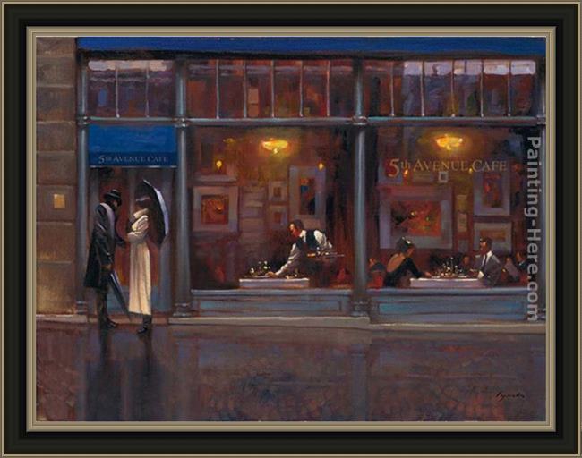 Framed Brent Lynch fifth avenue cafe i painting