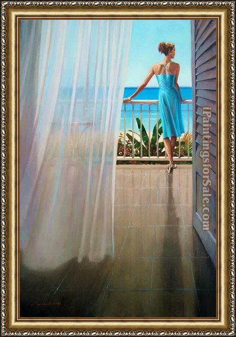 Framed Brent Lynch hawaii veranda painting