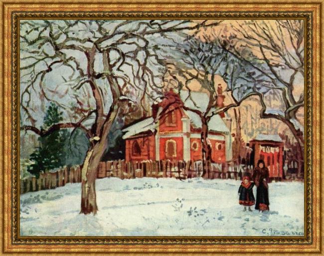 Framed Camille Pissarro chataigniers louveciennes painting