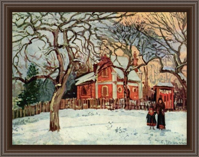 Framed Camille Pissarro chataigniers louveciennes painting