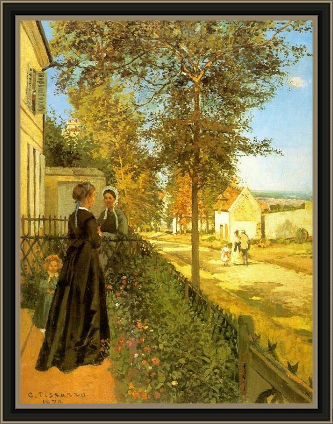 Framed Camille Pissarro louveciennes the road to versailles painting