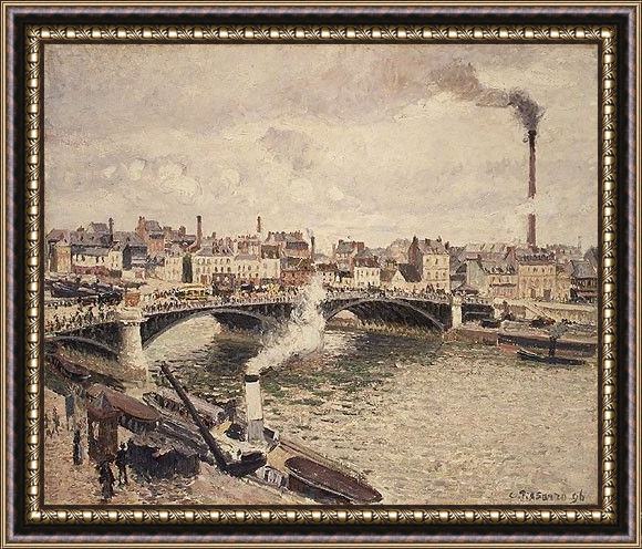 Framed Camille Pissarro morning an overcast day rouen painting