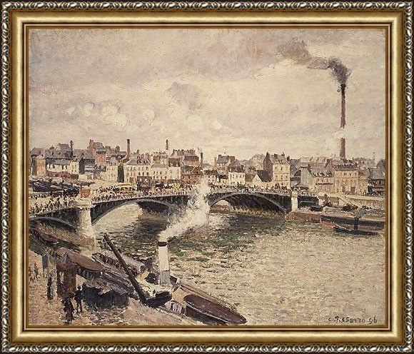 Framed Camille Pissarro morning an overcast day rouen painting