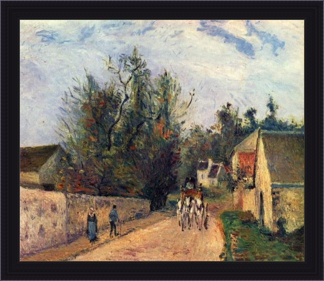Framed Camille Pissarro postkutsche nach ennery 1877 painting