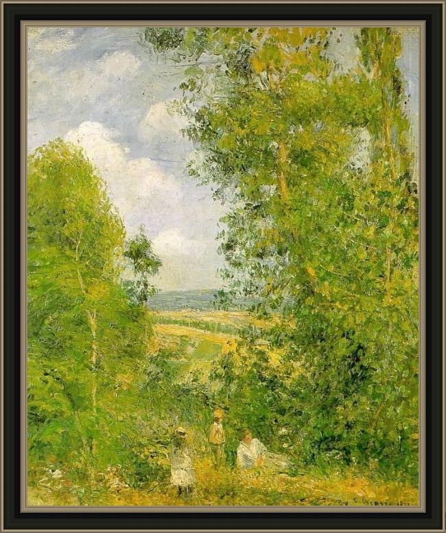 Framed Camille Pissarro resting in the woods at pontoise painting