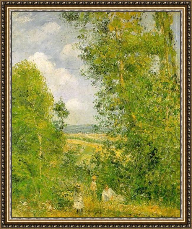 Framed Camille Pissarro resting in the woods at pontoise painting