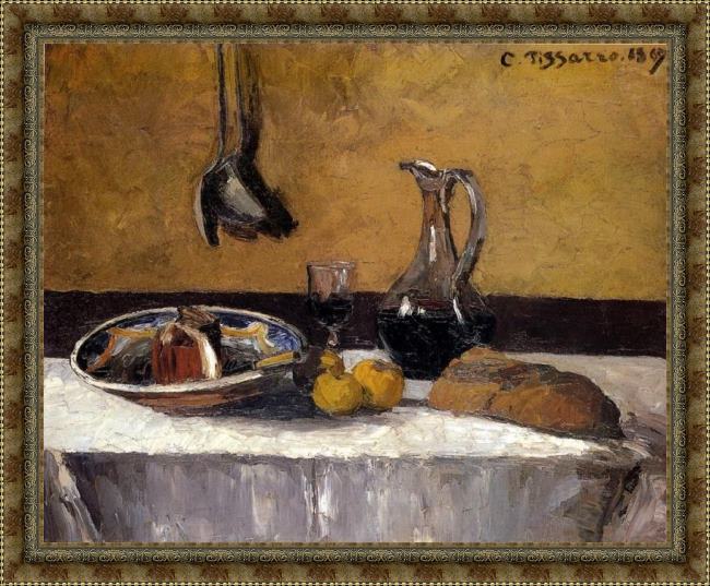 Framed Camille Pissarro still life painting