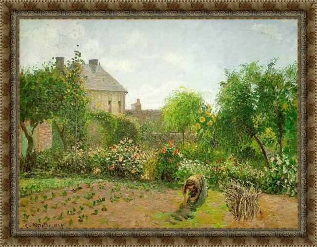 Framed Camille Pissarro the artist's garden at eragny painting