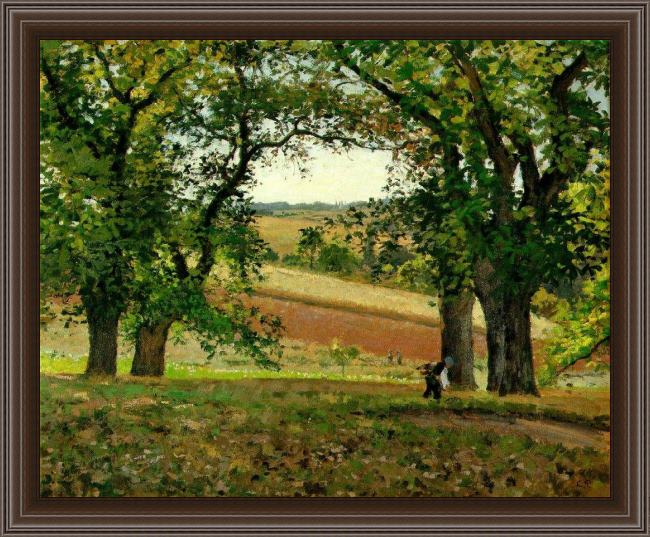 Framed Camille Pissarro the chestnut trees at osny painting
