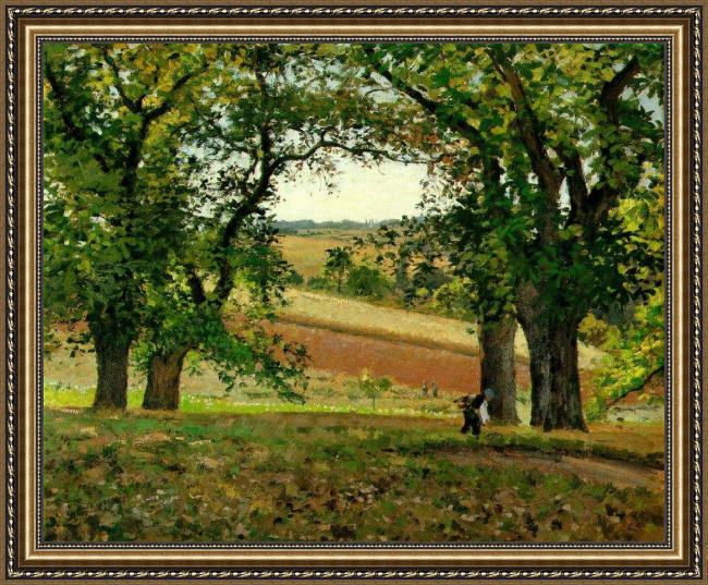 Framed Camille Pissarro the chestnut trees at osny painting