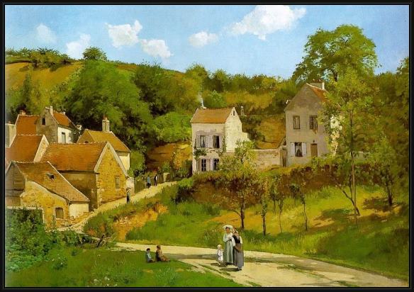 Framed Camille Pissarro the hermitage at pontoise painting