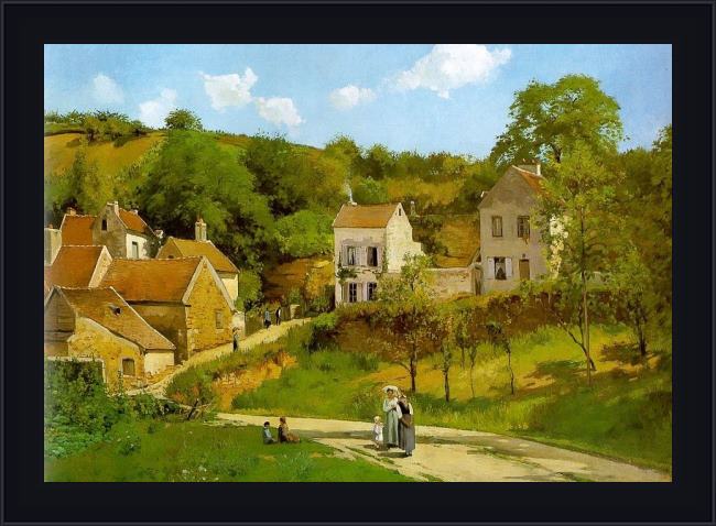 Framed Camille Pissarro the hermitage at pontoise painting