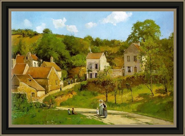 Framed Camille Pissarro the hermitage at pontoise painting