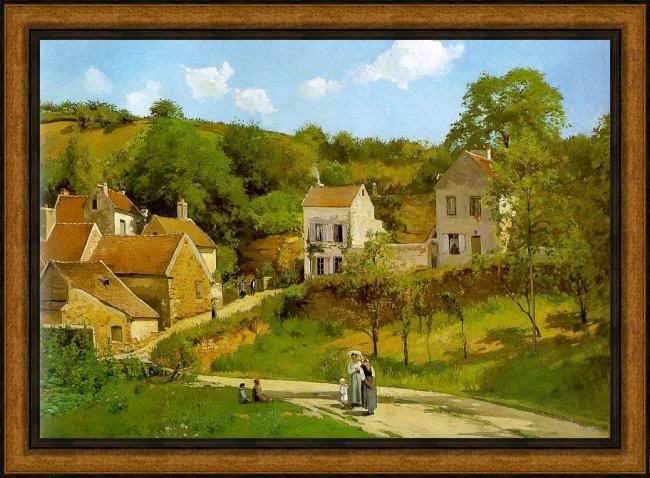 Framed Camille Pissarro the hermitage at pontoise painting