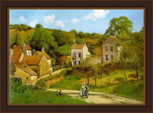 Framed Camille Pissarro the hermitage at pontoise painting